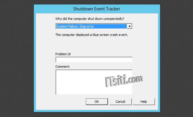 Deactivate Windows Shutdown Event Tracker